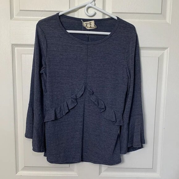 PPLA Clothing Veli Knit Top Indigo Blue Tunic Peasant Bell Women’s Small - Picture 1 of 10